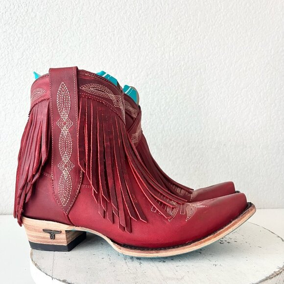 Lane SENITA FALLS Womens Cowboy Bootie 8.5 Red Fringe Western Cowgirl Boots - Picture 2 of 11